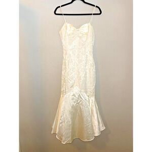 VTG Glenrob Sz 11/12 Medium? Dress ILGWU 80s Prom Party Yellow Mermaid Tail USA